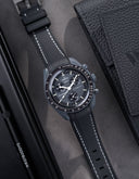 Curved Vertech Rubber Strap - Black & White Stitches - OM Luxury