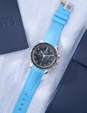 Curved Vertech Rubber Strap - Capri Blue - OM Luxury
