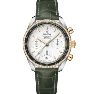Speedmaster 38 mm, steel - yellow gold on leather strap