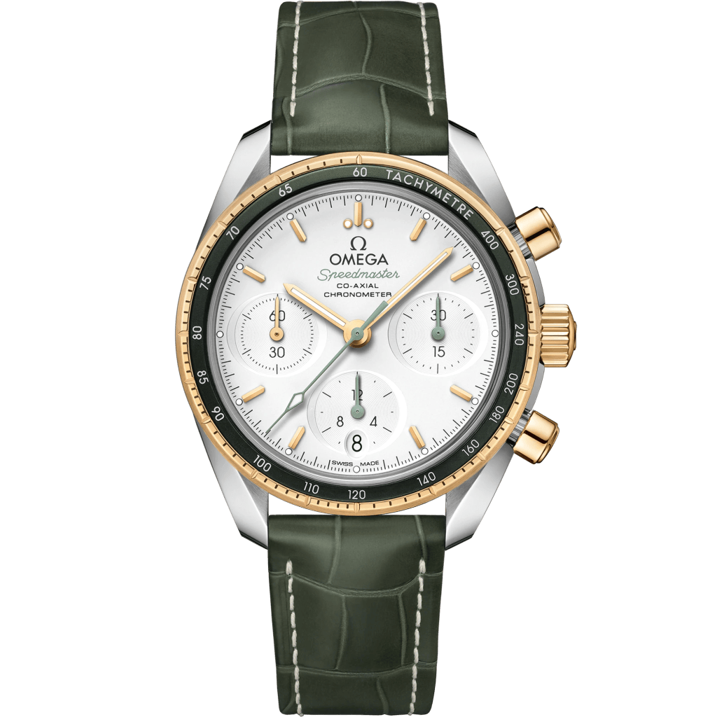 Speedmaster 38 мм, стомана – жълто злато с кожена каишка