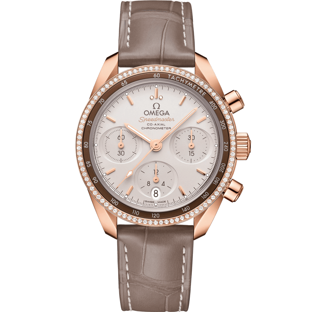 Speedmaster 38 mm, Sedna™ χρυσό με λουράκι από δέρμα