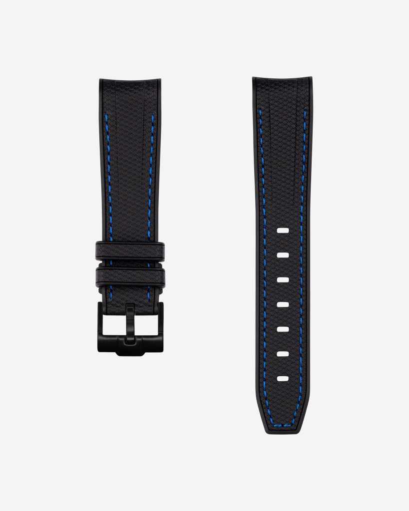 Cinturino in gomma Vertech curvo – Cuciture nero e blu