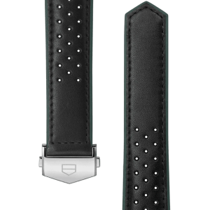 Carrera 41MM Black Perforated Leather Strap